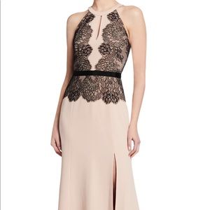 BCBG MaxAzria Lace Contrast Halter Gown Sz 0/2 WOW